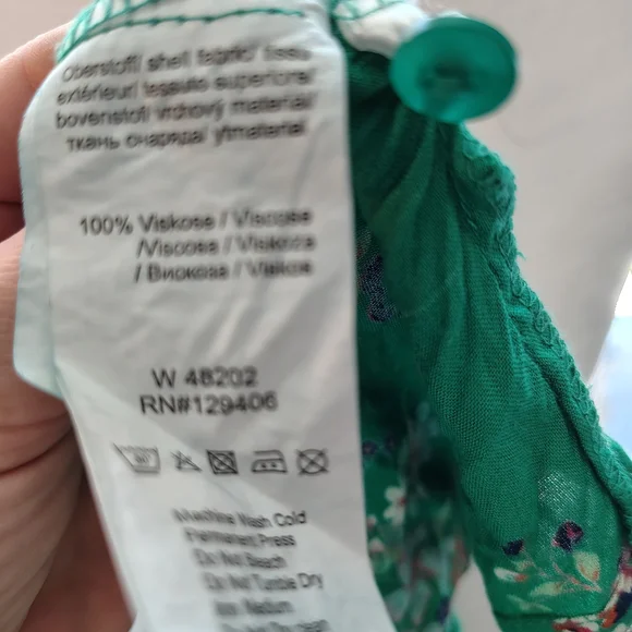 Floral Green Blouse Miltocolor Flutter Sleeves Very Feminine By Creation L - Picture 6 of 6